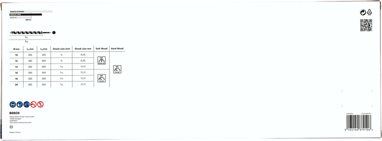 Juego de brocas para madera Bosch PRO (6 piezas).